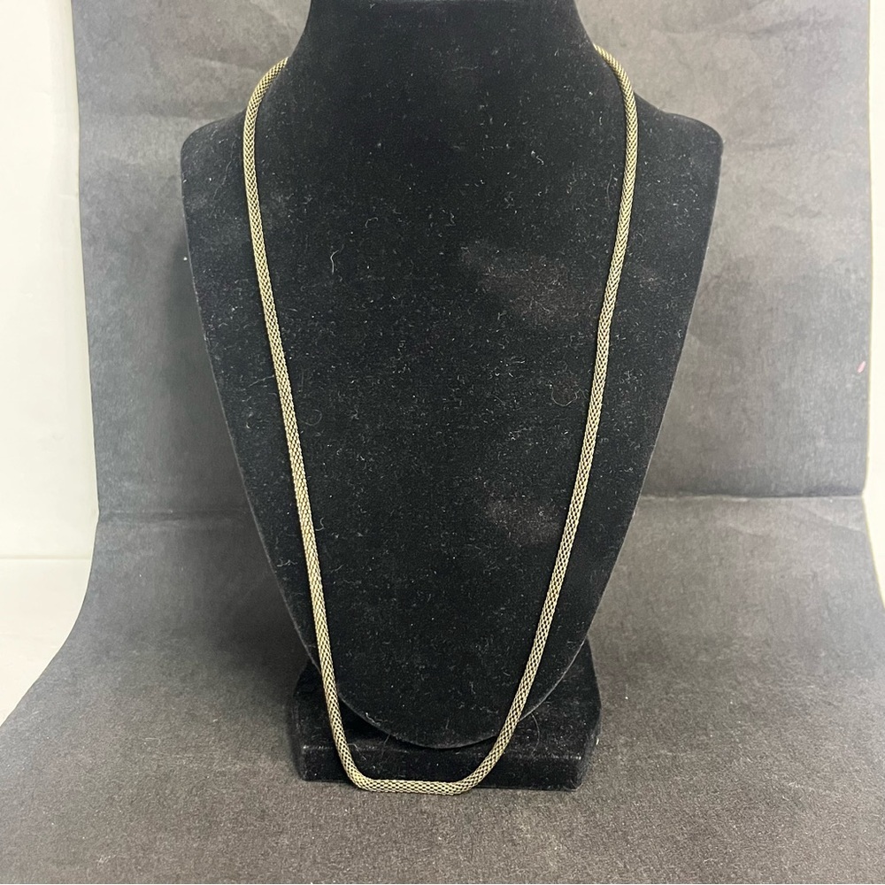 vintage SAQ gold tone mesh snake tube chain necklace 24‎ inch